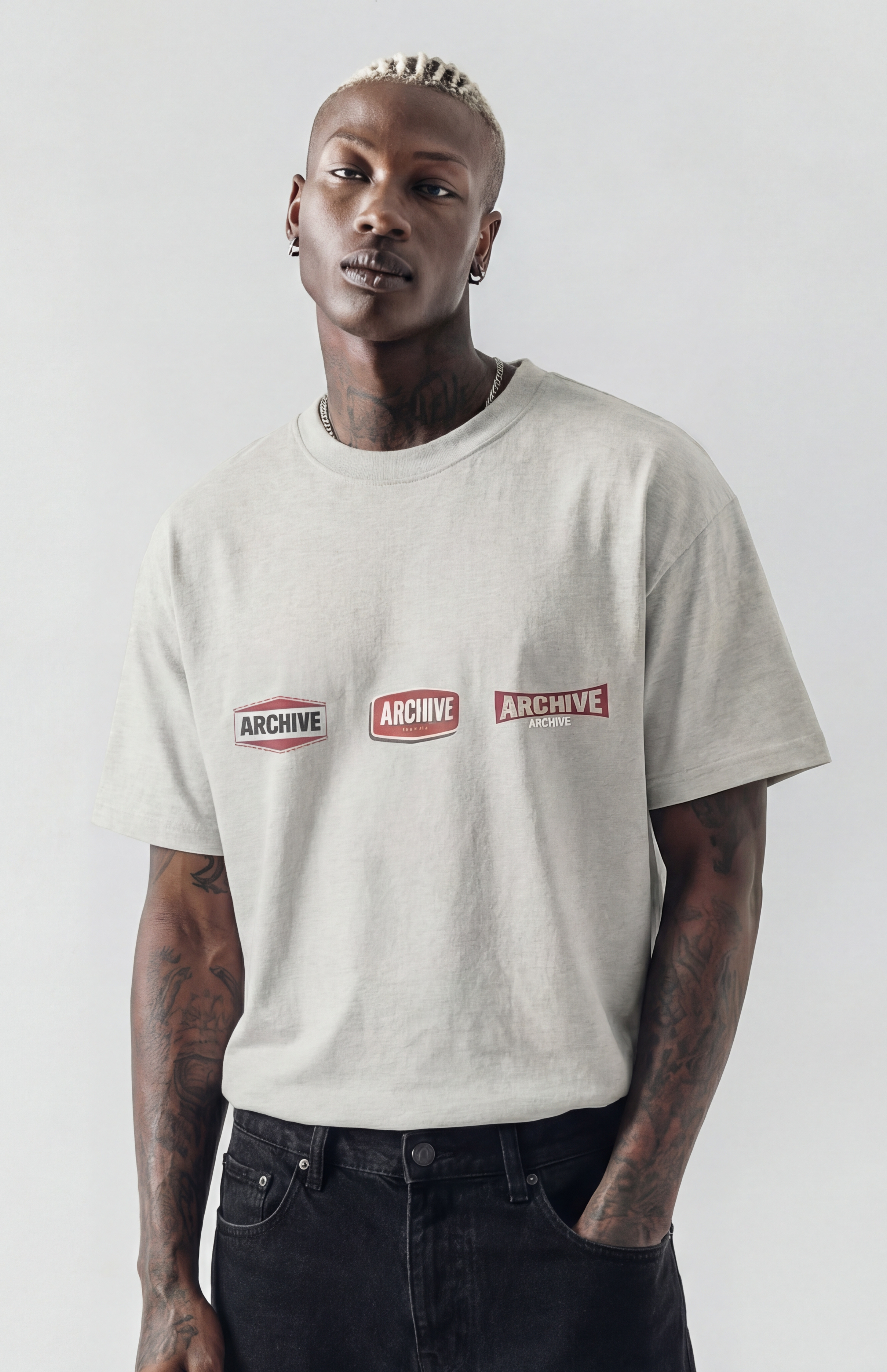 PATCHED TEE OAT GREY