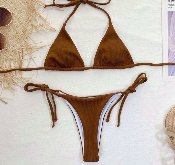 HALTER TRIANGLE SIDE TIE BIKINI