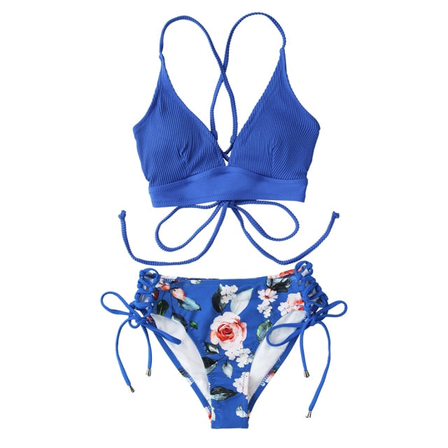 FLORAL MID WAIST V-NECK LACE