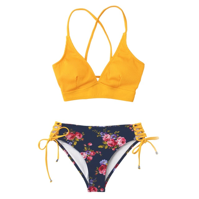 FLORAL MID WAIST V-NECK LACE