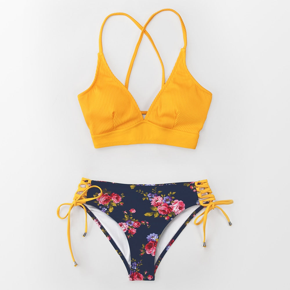 FLORAL MID WAIST V-NECK LACE