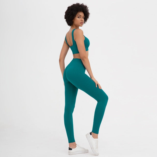 SEAMLESS HIGH RISE RIBBED YOGA SET