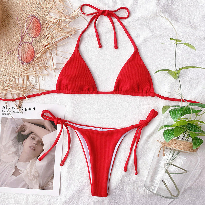 HALTER TRIANGLE SIDE TIE BIKINI