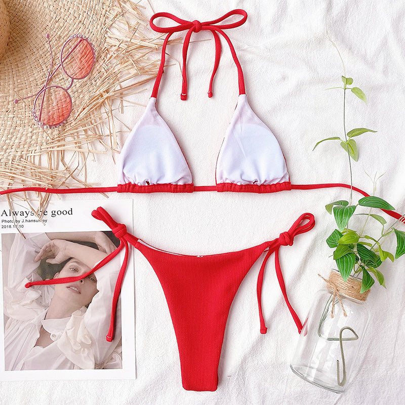 HALTER TRIANGLE SIDE TIE BIKINI