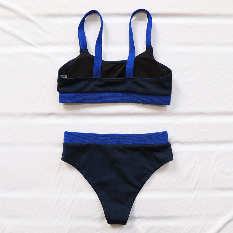 HIGH WAISTED RIB CONTRAST BIKINI