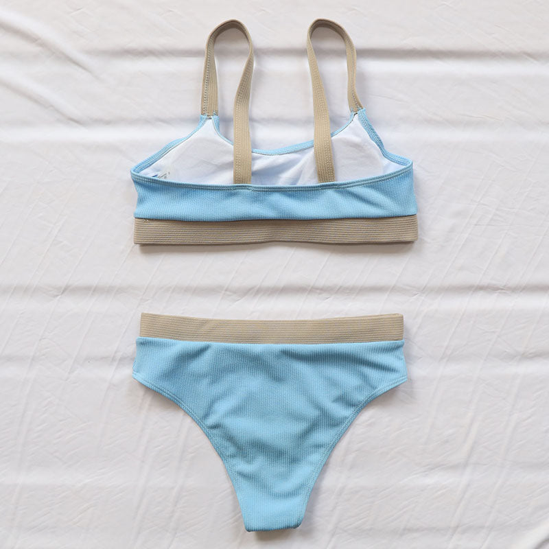 HIGH WAISTED RIB CONTRAST BIKINI