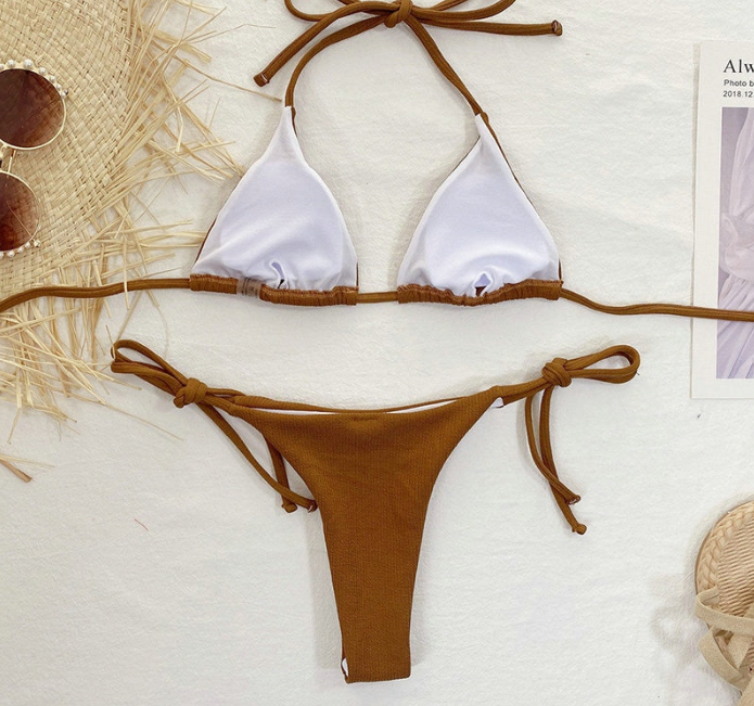 HALTER TRIANGLE SIDE TIE BIKINI