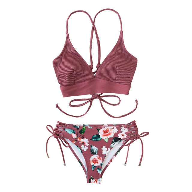 FLORAL MID WAIST V-NECK LACE