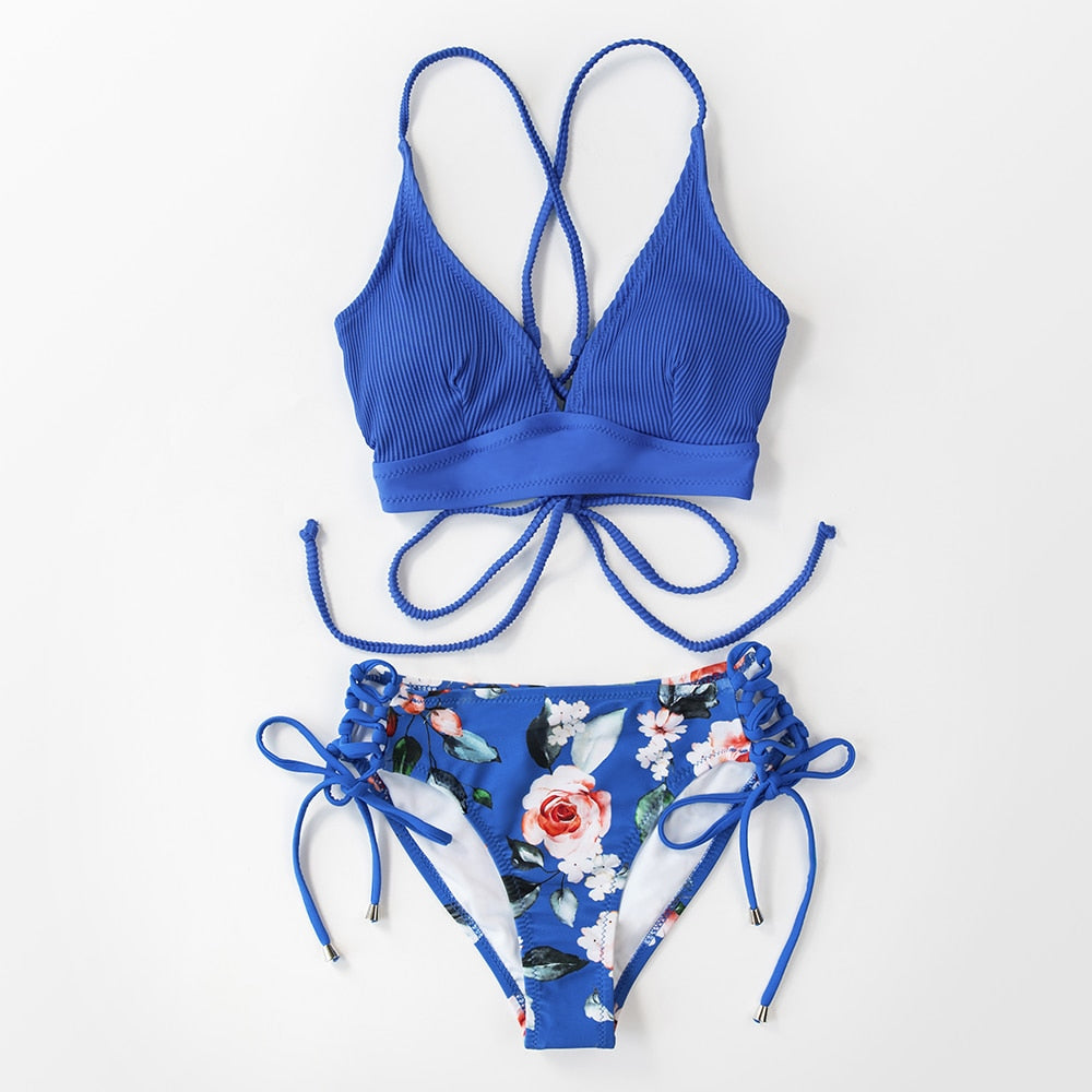 FLORAL MID WAIST V-NECK LACE