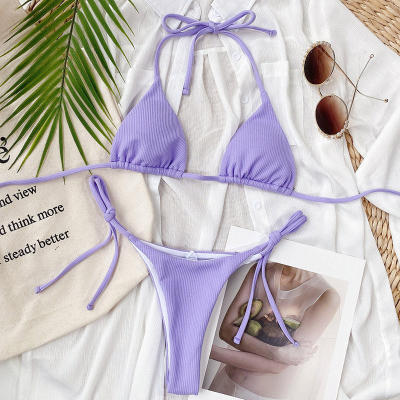 HALTER TRIANGLE SIDE TIE BIKINI