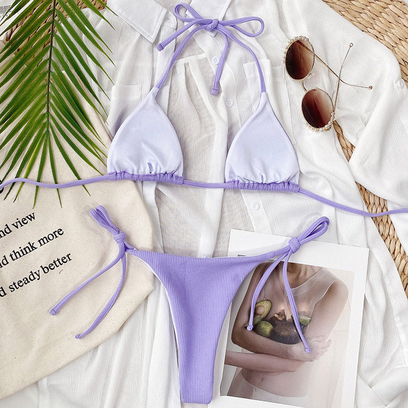 HALTER TRIANGLE SIDE TIE BIKINI