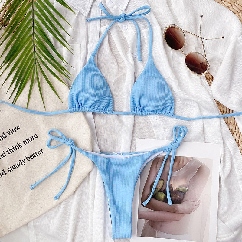 HALTER TRIANGLE SIDE TIE BIKINI