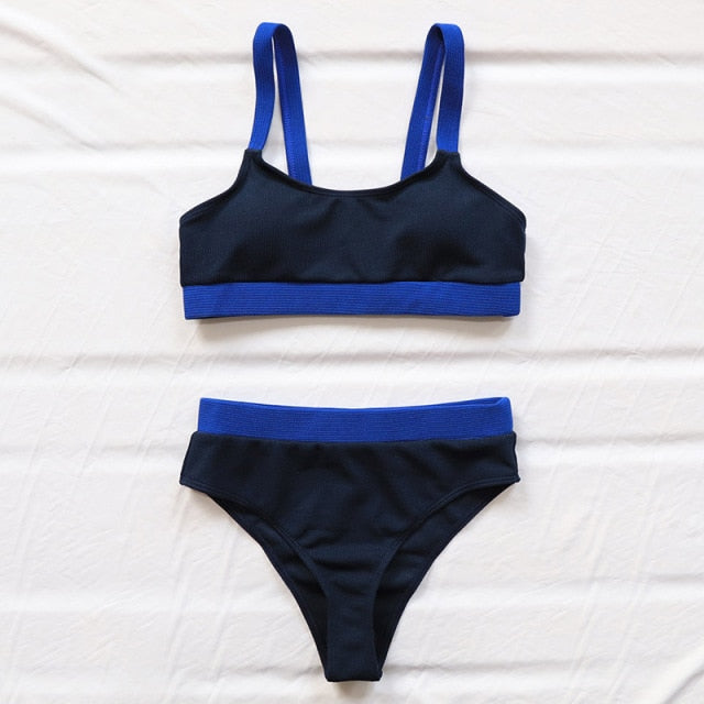 HIGH WAISTED RIB CONTRAST BIKINI