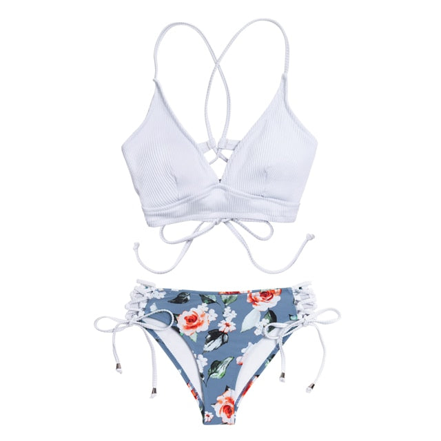 FLORAL MID WAIST V-NECK LACE