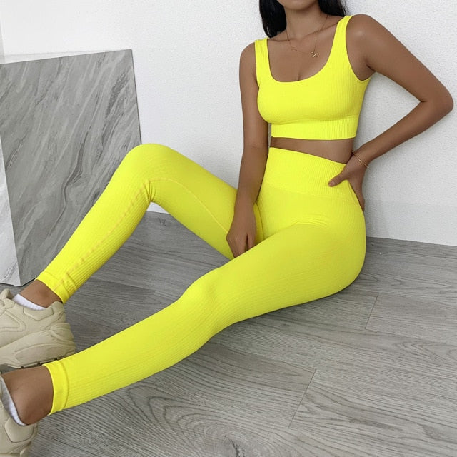 SEAMLESS HIGH RISE RIBBED YOGA SET