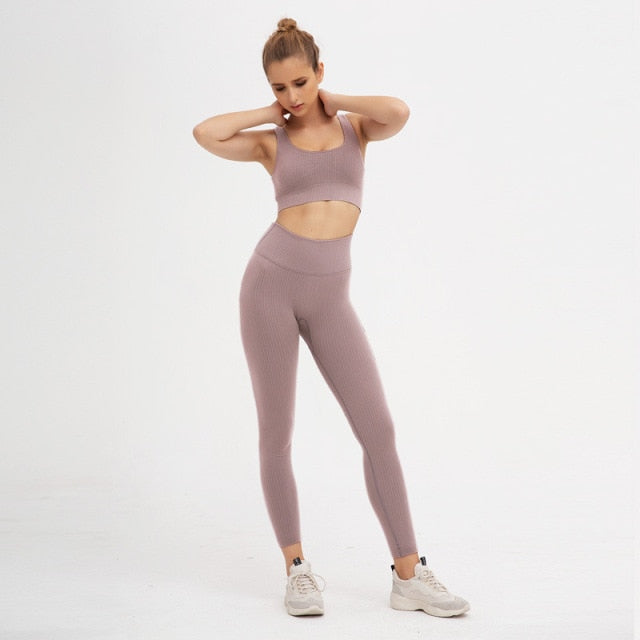 SEAMLESS HIGH RISE RIBBED YOGA SET