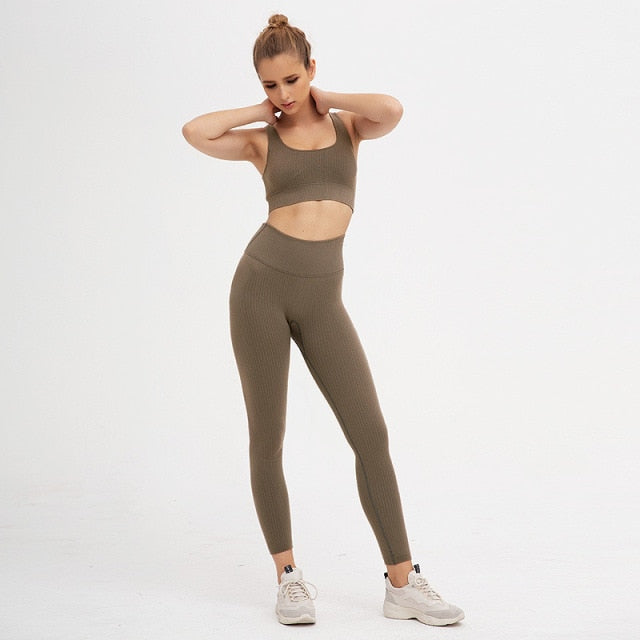 SEAMLESS HIGH RISE RIBBED YOGA SET