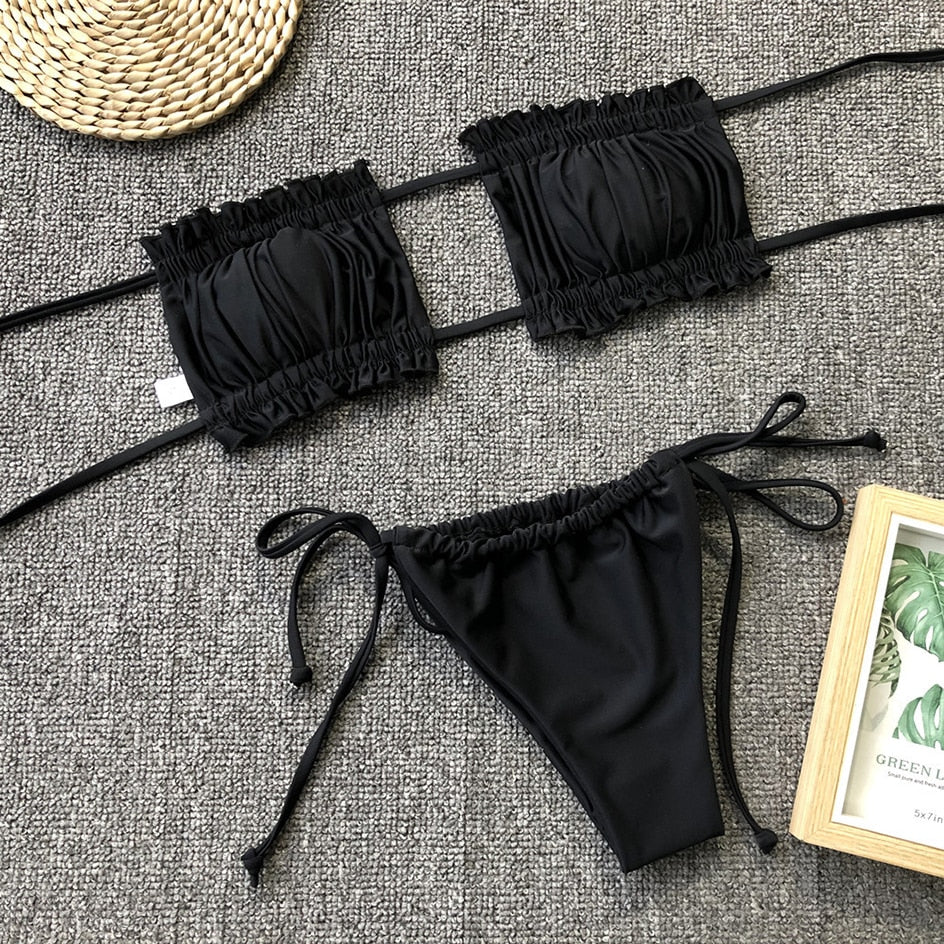 PLEATED BANDEAU SET