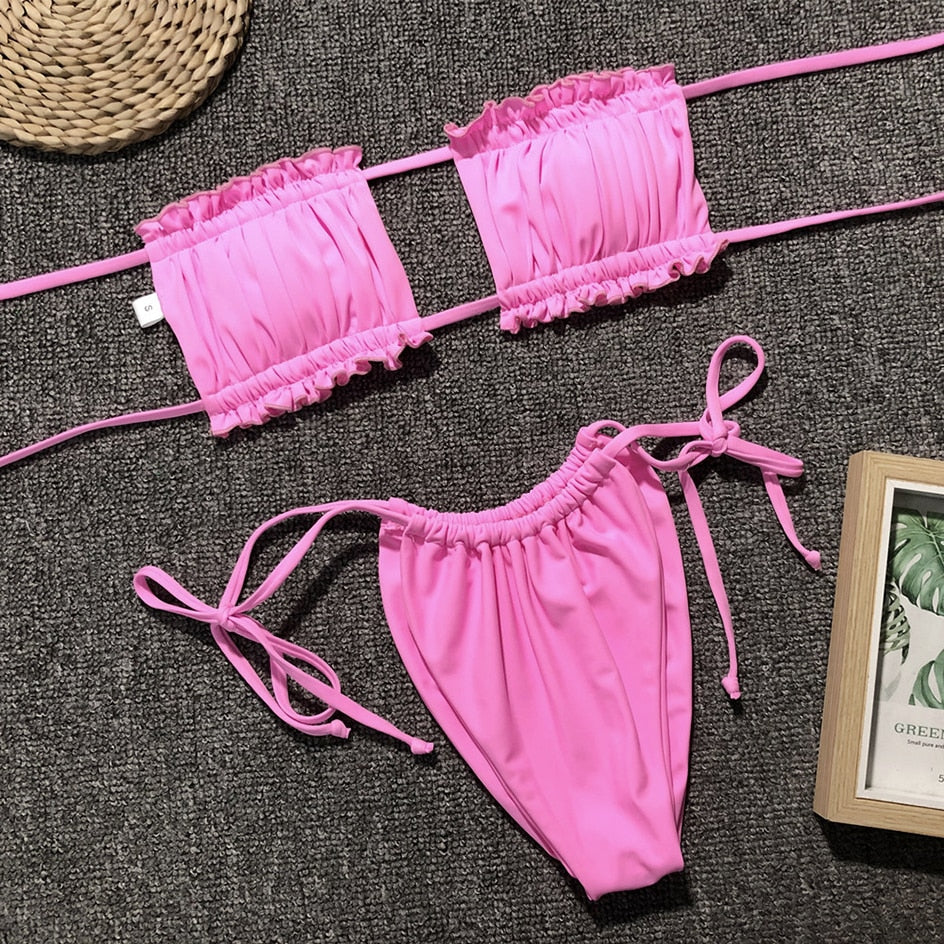 PLEATED BANDEAU SET