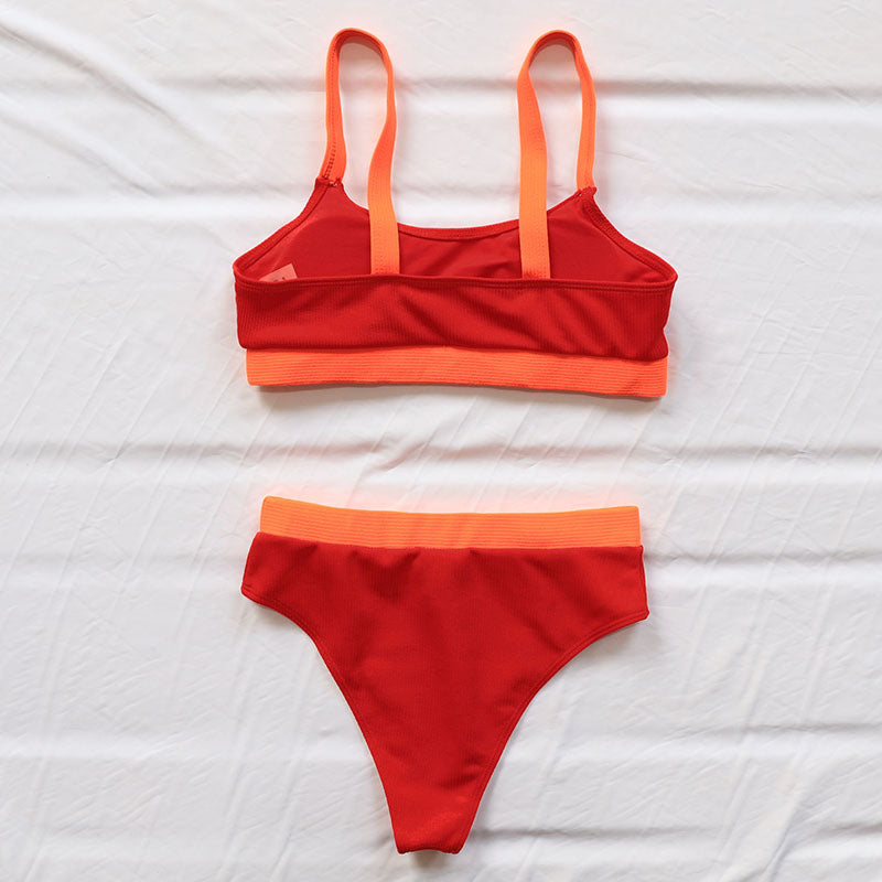 HIGH WAISTED RIB CONTRAST BIKINI