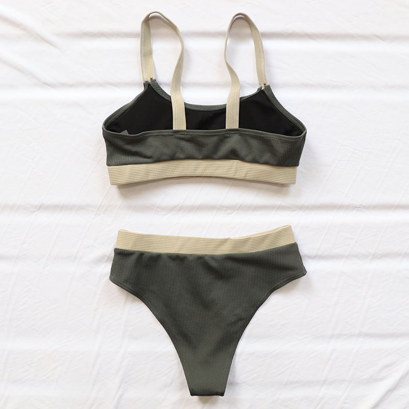 HIGH WAISTED RIB CONTRAST BIKINI