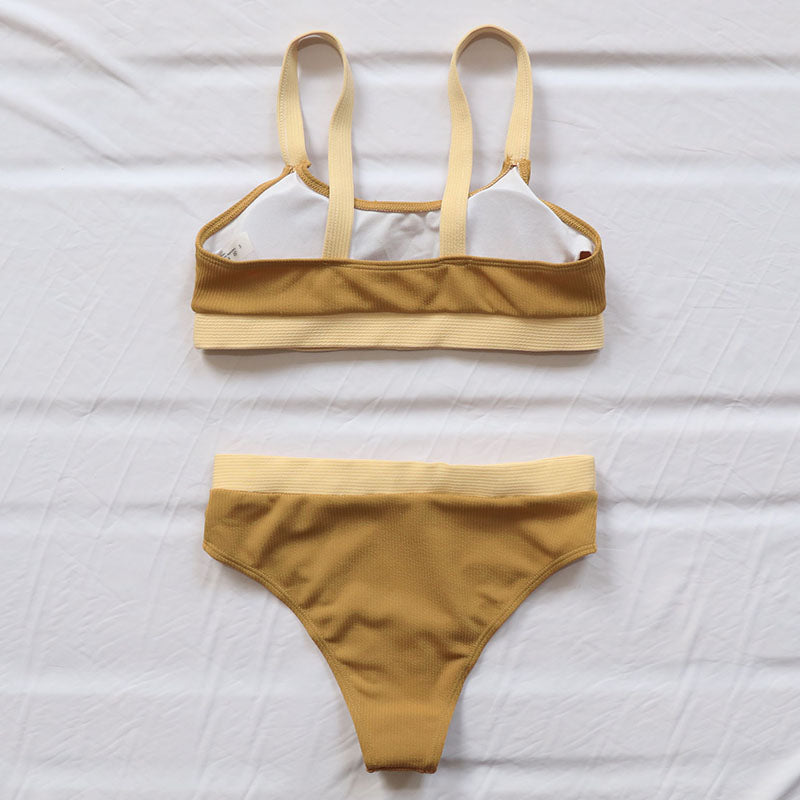 HIGH WAISTED RIB CONTRAST BIKINI